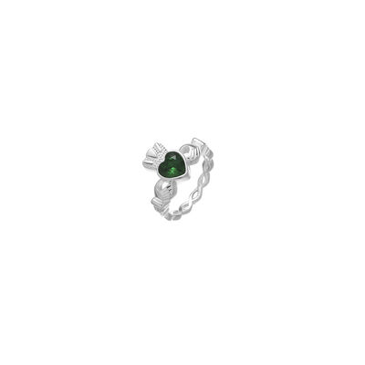 Grá Collection Claddagh With Stone Ring Sterling Silver